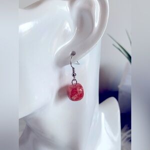 Earrings square crystal orange